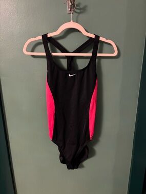 Nike Black One-Piece Swimsuit with Pink Side Panels